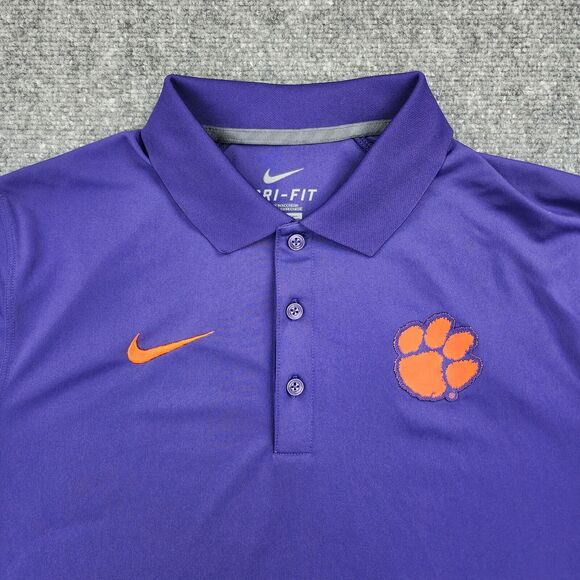 Clemson Tigers University Shirt Mens Medium Purple Polo Nike Dri Fit Performance - Picture 8 of 16